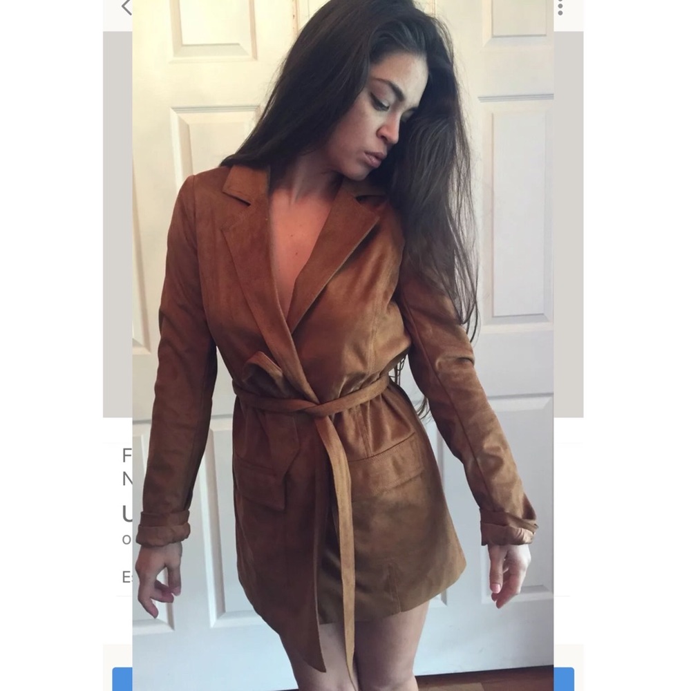 F21 Faux Suede Trench Coat